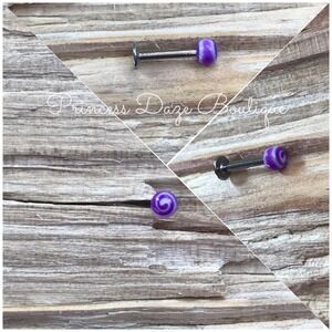 Purple Swirl Lip Stud Bar Flat Back Labret Piercing Jewelry